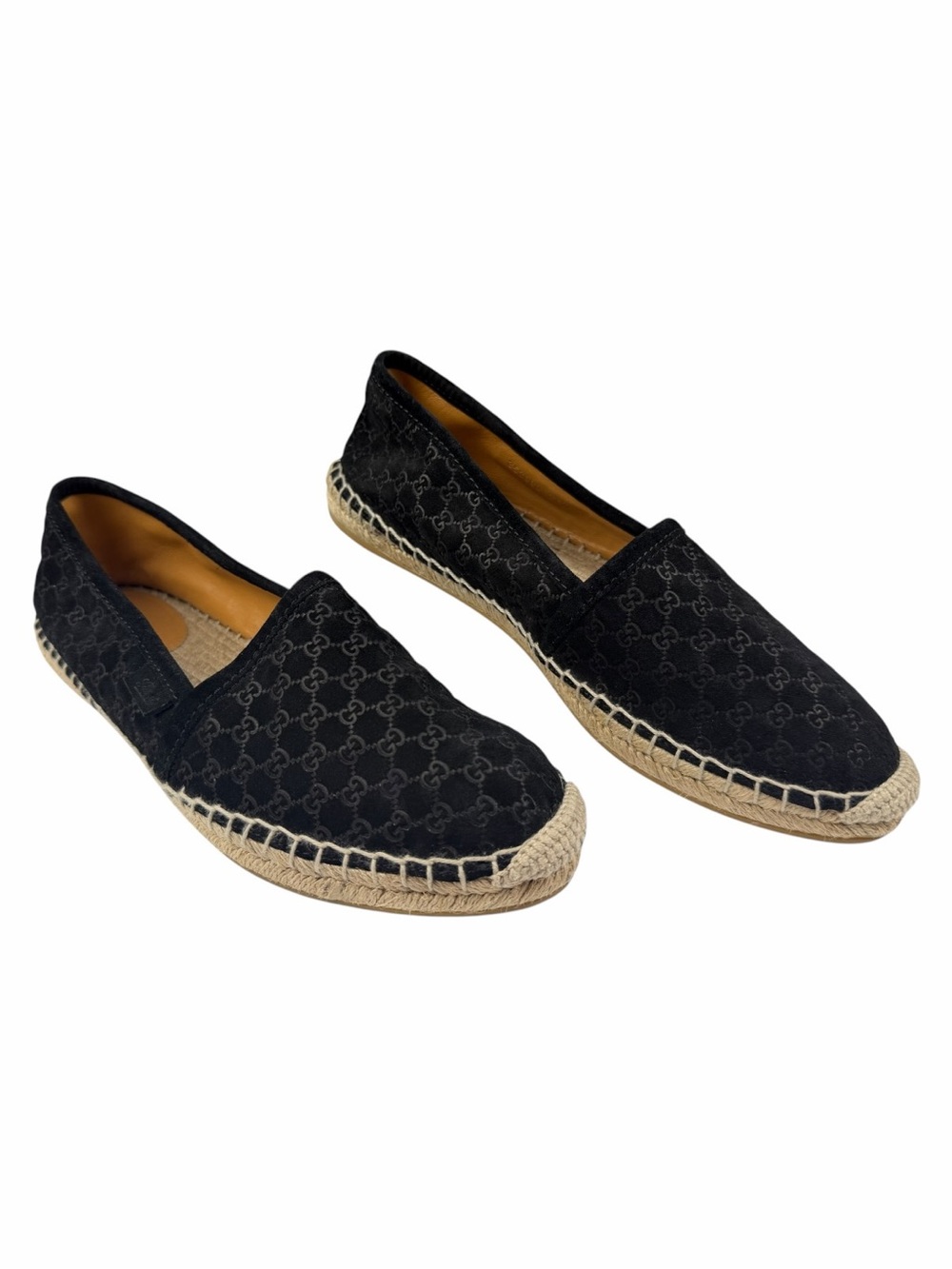 Gucci Microguccissima Pattern Suede Slip-On Espadrilles Flats In Black Size 37.5 - Picture 2 of 13